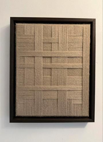 Beige Wool lines Kunstwerk incl lijst 24x30 cm beschikbaar voor biedingen
