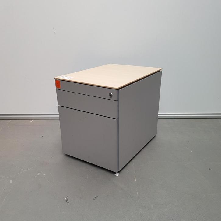 Prachtig ladeblok STEELCASE zilvergrijs met ahorn blad, Huis en Inrichting, Kasten | Ladekasten, Nieuw, Minder dan 100 cm, Minder dan 50 cm