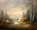 Mooi groot schilderij Zeilboten op het water. G.J. Ernens.
