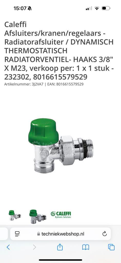 Caleffi Afsluiters/kranen/regelaars - Radiatorafsluiter, Doe-het-zelf en Verbouw, Verwarming en Radiatoren, Nieuw, Minder dan 30 cm