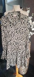 Mooie beige/zwarte jurk van Josh V mt S, Kleding | Dames, Jurken, Ophalen, Zo goed als nieuw, Beige, Boven de knie