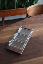 Vintage dienblad van teak hout / retro mid century design 60, Huis en Inrichting, Ophalen of Verzenden, Zo goed als nieuw, Vierkant