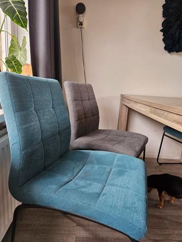 4 Eetkamerstoelen - Petrol & Antraciet beschikbaar voor biedingen