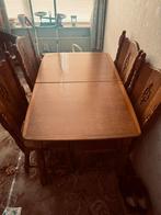Uitschuifbare Eettafel met 4 Stoelen - Eikenhout, Ophalen, Gebruikt, 100 tot 150 cm, Eikenhout