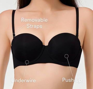 Zwarte BH pus up strapless 75 b beschikbaar voor biedingen
