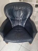 Leolux Fauteuil excalibur - Blauw Leer, Huis en Inrichting, Ophalen, Gebruikt, 75 tot 100 cm, Modern