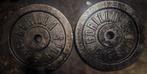 2x 15kg Gietijzeren Halterschijven - Gorilla Sports, Sport en Fitness, Fitnessmaterialen, Ophalen, Gebruikt, Rug, Halterschijven