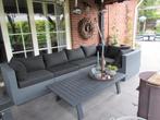 donkergrijze loungebank met zwarte kussens, Ophalen, Gebruikt