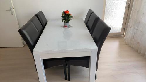 Woonkamer set . Tafel tv kast leer stoelen, Huis en Inrichting, Complete eetkamers, Zo goed als nieuw, Verzenden