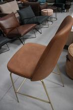 2 x luxe barkruk barstoelen metaal messing leerlook cognac, 2 krukken, 60 tot 90 cm, Metaal, Zo goed als nieuw