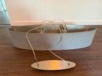 Grijs / zilverkleurige ovale hanglamp, Ophalen of Verzenden, Zo goed als nieuw, Overige materialen, 50 tot 75 cm