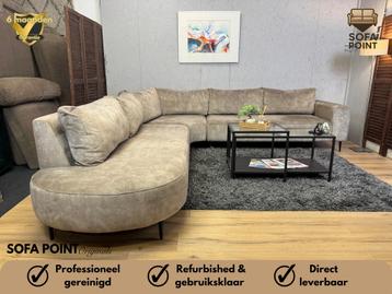 GRATIS LEVERING Vloeiende Taupe Fluwelen Hoekbank beschikbaar voor biedingen