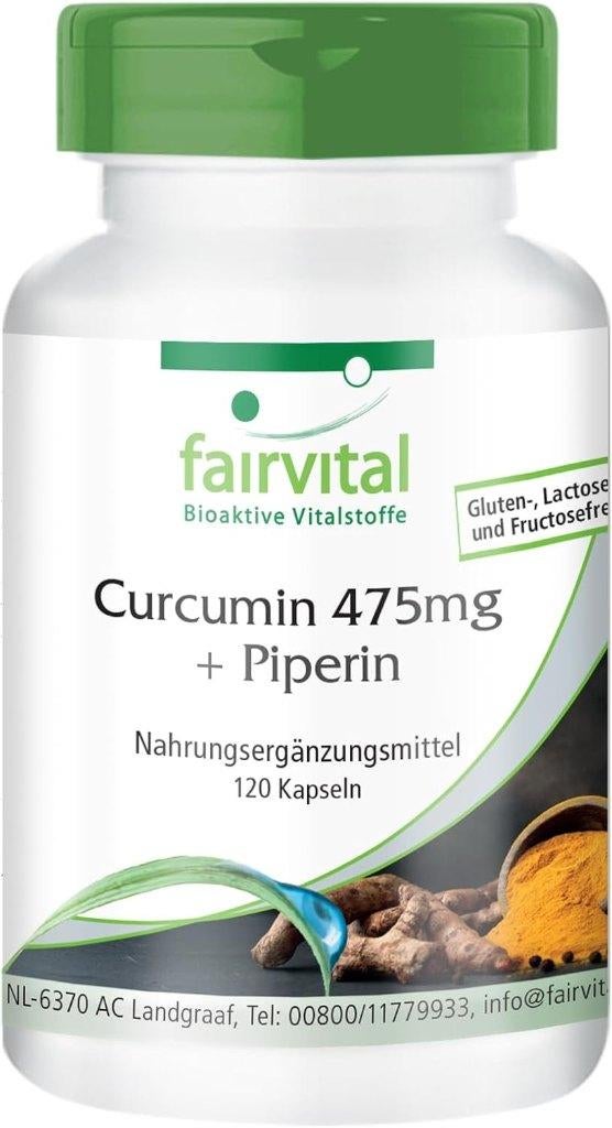 Curcumine 475mg + piperine - 120 Capsules I FAIRVITAL, Verzenden