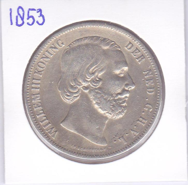 Zeldzame rijksdaalder 1853 Willem 3 voor 375 euro, Postzegels en Munten, Munten | Nederland, Losse munt, 2½ gulden, Koning Willem III