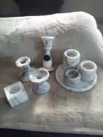 MARMEREN SET WAXINELICHTHOUDERS EN KANDELAARS, Huis en Inrichting, Ophalen of Verzenden, Overige materialen, Minder dan 25 cm