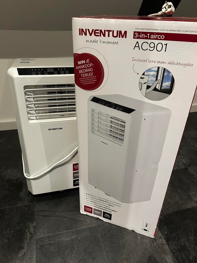 Inventum AC901 mobiele airco – 9000 BTU, Witgoed en Apparatuur, Airco's, Ophalen, Ventileren, 3 snelheden of meer, Zo goed als nieuw