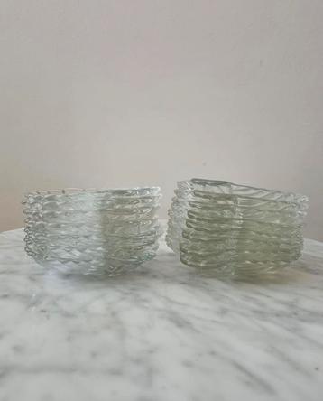 Set Vintage geperst glazen schelpenschaaltjes bordjes schelp beschikbaar voor biedingen