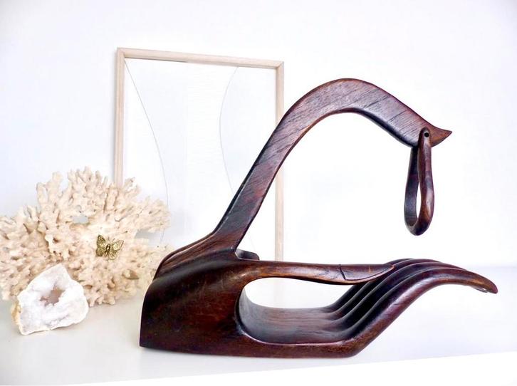 Houten wijnfles houder, Antiek en Kunst, Kunst | Beelden en Houtsnijwerken, Ophalen of Verzenden