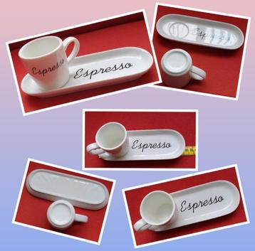 Espresso setje Kop & schotel, vintage elegant, wit porselein beschikbaar voor biedingen