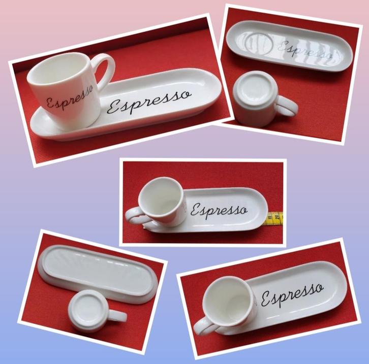 Espresso setje Kop & schotel, vintage elegant, wit porselein, Huis en Inrichting, Keuken | Servies, Nieuw, Kop(pen) en/of Schotel(s)