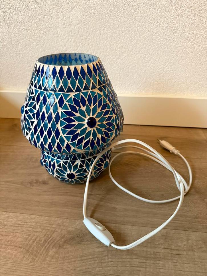 Blauwe Mozaïek Sfeerlamp - Nieuw!, Huis en Inrichting, Lampen | Vloerlampen, Nieuw, Minder dan 100 cm, Glas, Ophalen of Verzenden