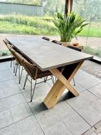Eettafel eiken betondesign, 50 tot 100 cm, Rechthoekig, Zo goed als nieuw, Ophalen