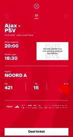 Te koop: 1x Ajax-PSV Eredivisie vak 421, Tickets en Kaartjes, Eén persoon, November