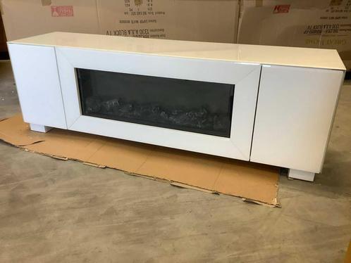 Blocci TV-meubel wit + haard | 160x40x45 cm | €399, Huis en Inrichting, Haarden, Nieuw, Overige soorten