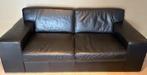 zwart lederen hoeksalon met 2 zit en longchair te koop, Ophalen, Gebruikt, Leer