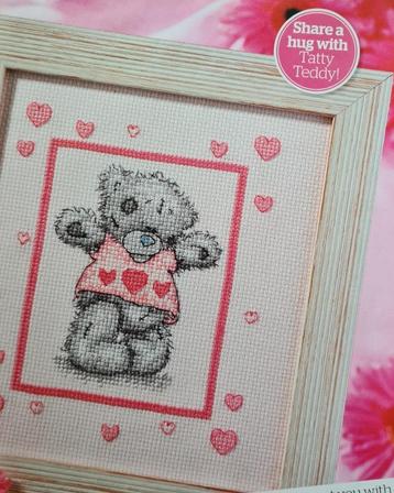 Me to You Teddybeer met roze hartjes borduurpatroon beschikbaar voor biedingen