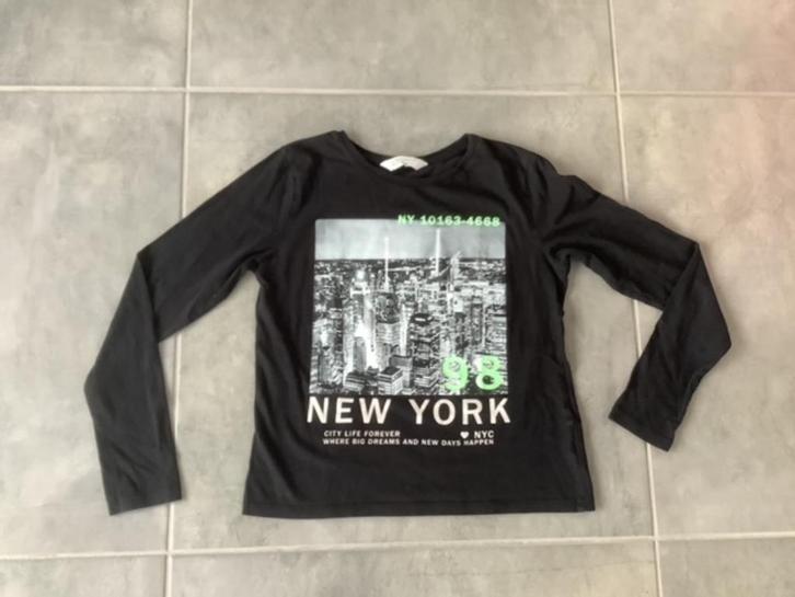 Maat 158/164 H&M T-shirt lange mouw NEW YORK (longsleeve), Kinderen en Baby's, Kinderkleding | Maat 158, Zo goed als nieuw, Meisje