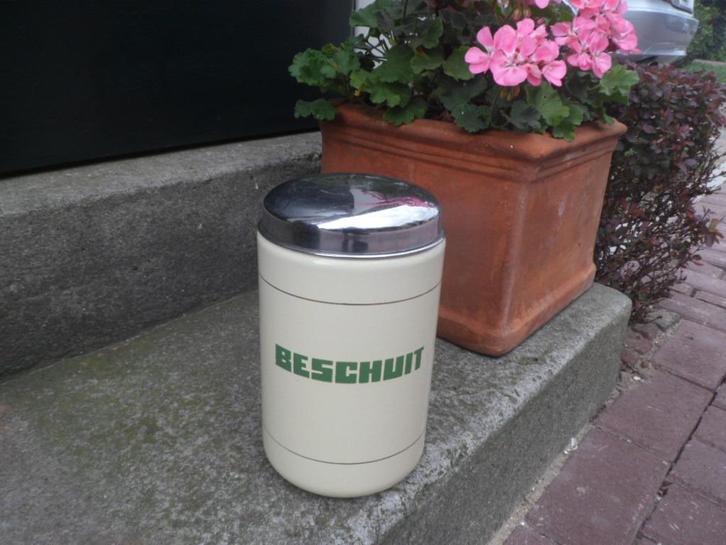 Emaillen BESCHUITBLIK BESCHUITBUS beschuit bus 20,5 cm. hoog, Antiek en Kunst, Antiek | Emaille, Ophalen of Verzenden