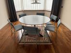 eettafel met 6 stoelen, Huis en Inrichting, Tafels | Eettafels, 100 tot 150 cm, Modern, Rond, Zo goed als nieuw