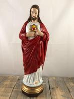 Jezus heilig hart beeld, in volle kleuren, Antiek en Kunst, Antiek | Religie, Ophalen of Verzenden