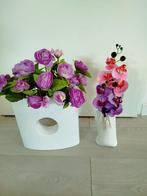 Kunstbloemen in witte vazen, Ophalen of Verzenden, Zo goed als nieuw, Binnen