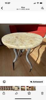 ANTILOPE bijzettafel met slangenleren blad, Ophalen, Rond, Minder dan 55 cm, 45 tot 60 cm