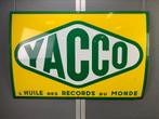 Oud origineel emaille reclamebord Yacco olie 1OO x 6O cm, Reclamebord, Ophalen of Verzenden, Zo goed als nieuw