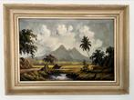 Twee Indonesische schilderijen 53 x 73 cm, Antiek en Kunst, Kunst | Schilderijen | Klassiek, Ophalen