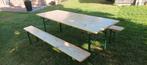 Professionele brouwerij kwaliteit biertafelset. Tafel 220x80, Tuin en Terras, Picknicktafels, Ophalen, Nieuw, Rechthoekig