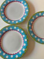 3 ontbijtbordjes oilily lichtblauw, Huis en Inrichting, Ophalen of Verzenden, Zo goed als nieuw, Overige stijlen, Bord(en)