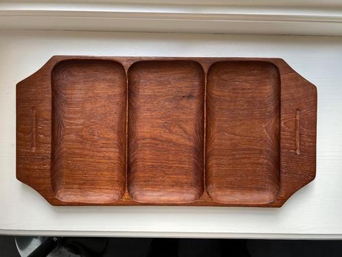 Vintage hardhouten hapjesschaal - Deens design, Huis en Inrichting, Keuken | Keukenbenodigdheden, Zo goed als nieuw, Ophalen of Verzenden