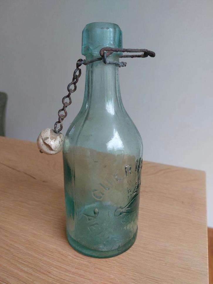 Antieke Guernsey Sodafles met Beugelstop, Antiek en Kunst, Antiek | Glas en Kristal, Ophalen of Verzenden