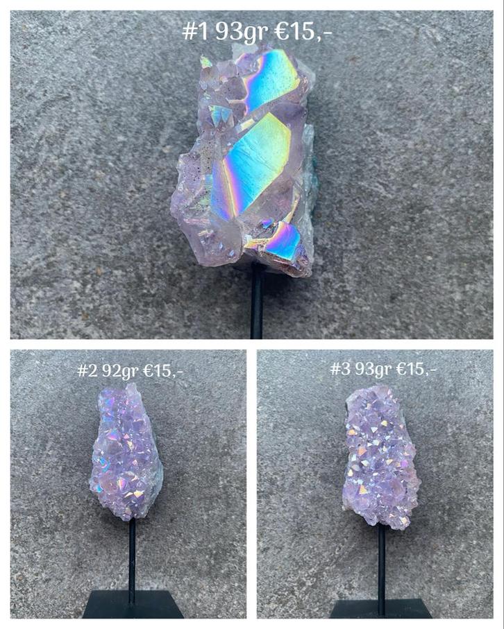 Aura Amethist op Standaard, Verzamelen, Mineralen en Fossielen, Mineraal, Ophalen of Verzenden