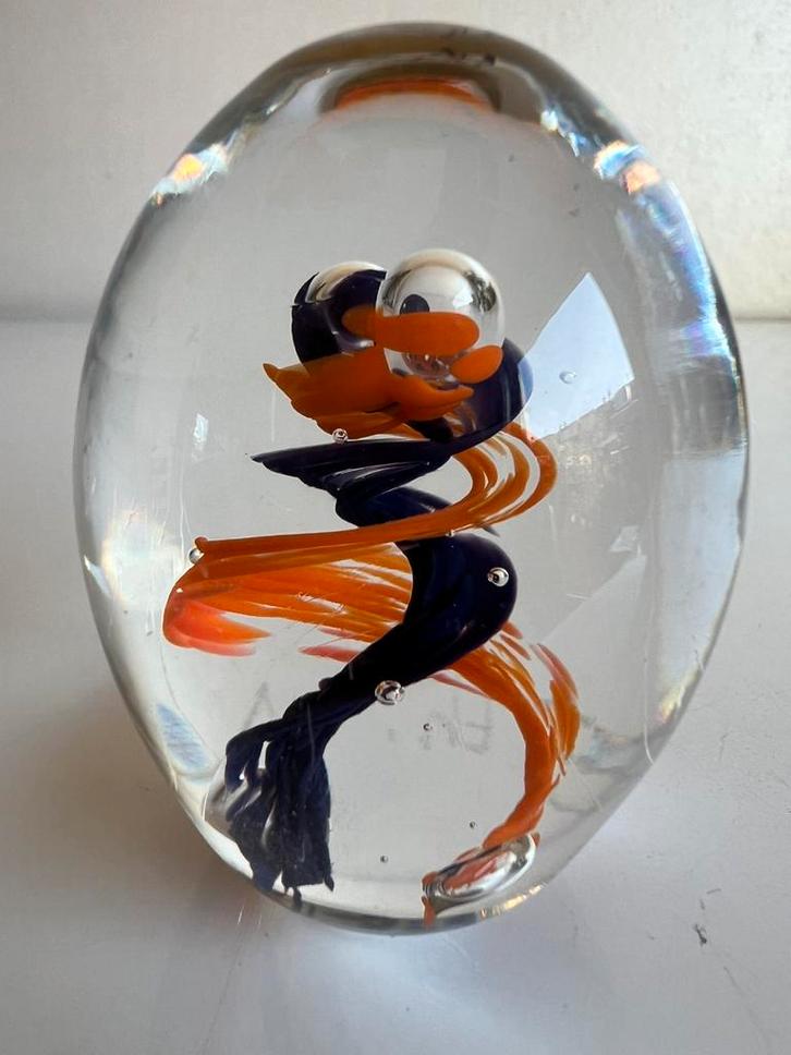 Design Paperweight Glasobject Spiraal Luchtbel Oranje Braber, Antiek en Kunst, Antiek | Glas en Kristal, Ophalen of Verzenden