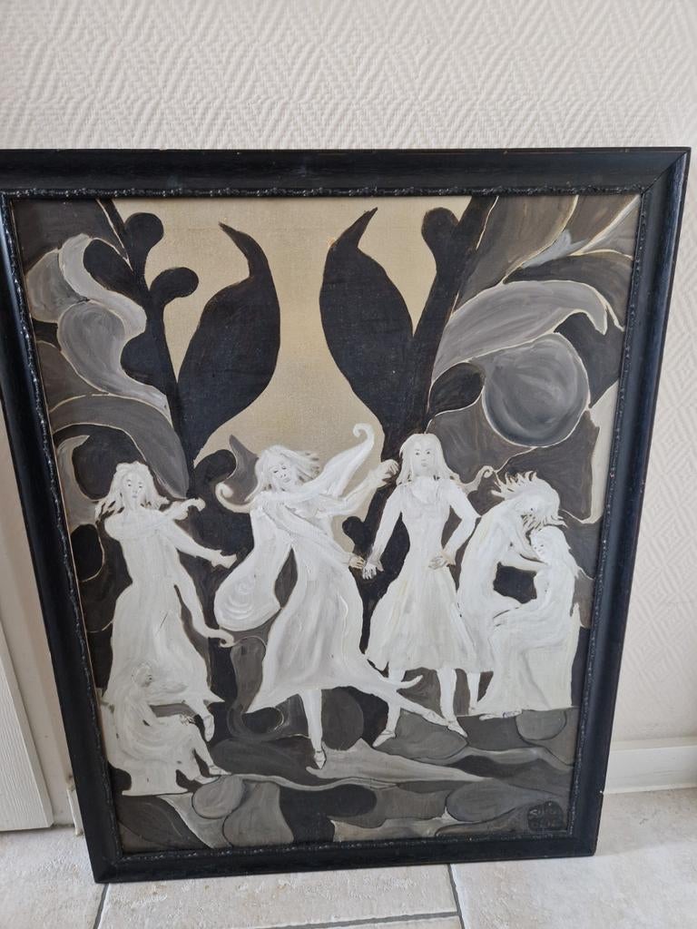 Schilderij op doek 67 x 87 cm., Antiek en Kunst, Kunst | Schilderijen | Klassiek, Ophalen