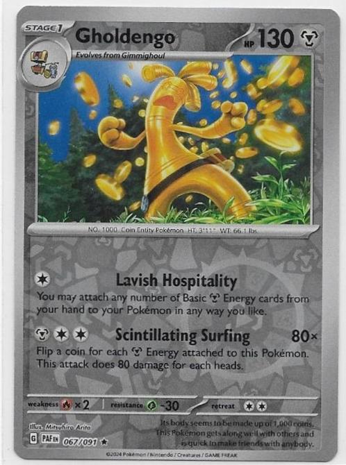 Paldean Fates,  Gholdengo [reverse] 67/91, Hobby en Vrije tijd, Verzamelkaartspellen | Pokémon, Nieuw, Losse kaart, Verzenden