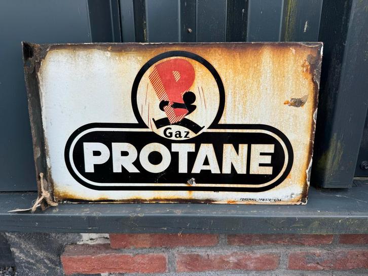 Oude Protane Gaz Emaille Reclamebord, Antiek en Kunst, Antiek | Emaille, Ophalen of Verzenden