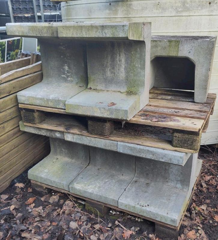 10 Grijze U-elementen 40x50x40cm, Tuin en Terras, Overige Tuin en Terras, Zo goed als nieuw, Ophalen