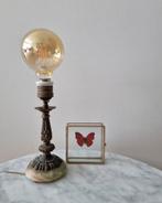 Antieke vintage messing koper lampenvoetje tafellamp onyx, Huis en Inrichting, Lampen | Tafellampen, Ophalen of Verzenden, Zo goed als nieuw