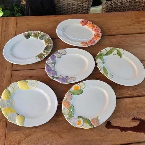 Vintage barbotine aardewerk salade borden, Antiek en Kunst, Antiek | Servies los, Ophalen of Verzenden